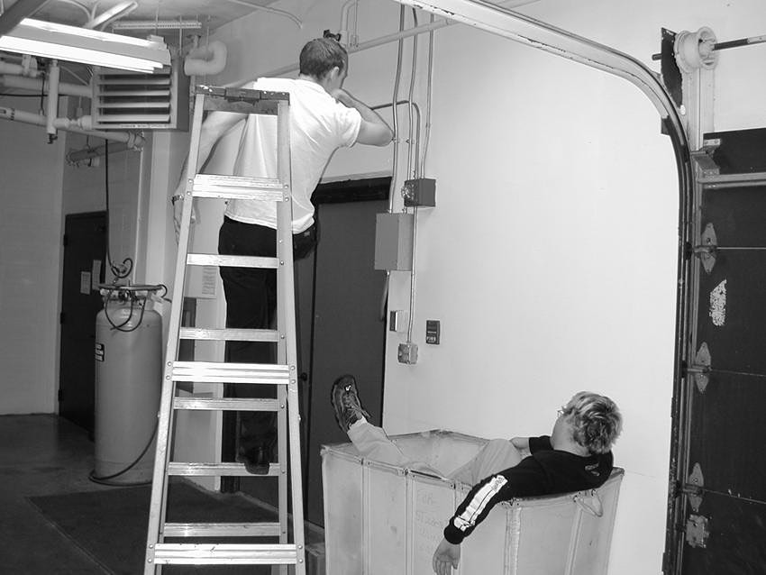 Shenanigans from my early college newspaper days way back in 2003. Was my hair long and blond or what. This was from our April Fools issue. I did not take the elbow drop off the ladder. Probably not useable for this work project. #college #collegelife
